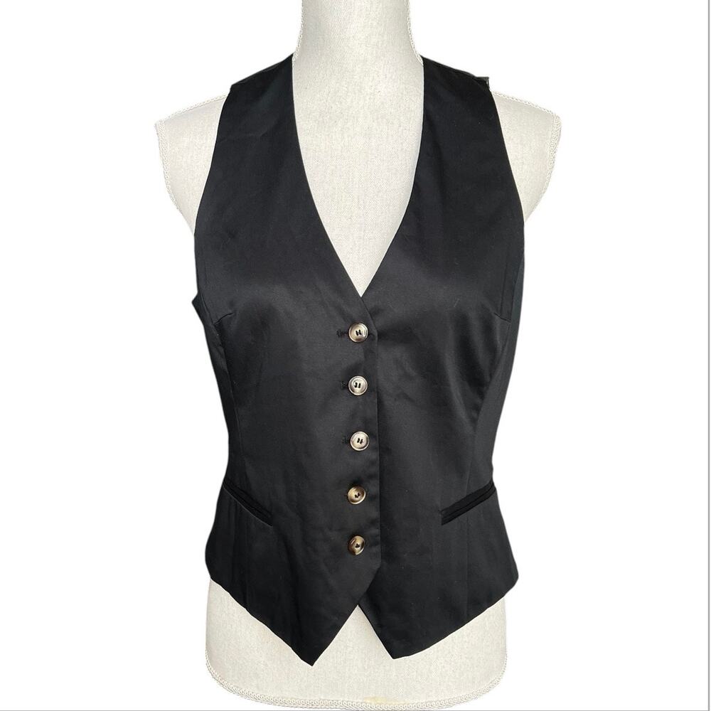 H&M black tailored vest professional workwear office wear size 10 preppy
